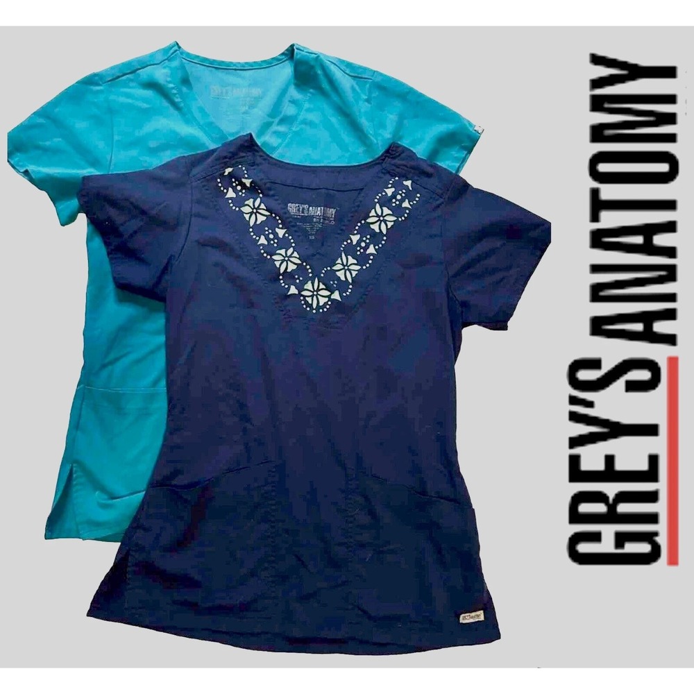 Grey's Anatomy By Barco - Scrub Tops (Lot Of 2) Women's - Size XS - Navy & Teal